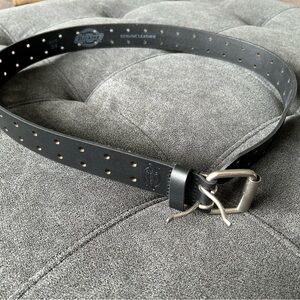 Dickies Black Belt with Silver Buckle and Studded Details